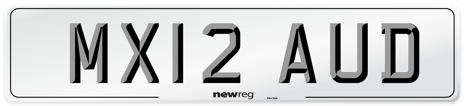 MX12 AUD Number Plate from New Reg